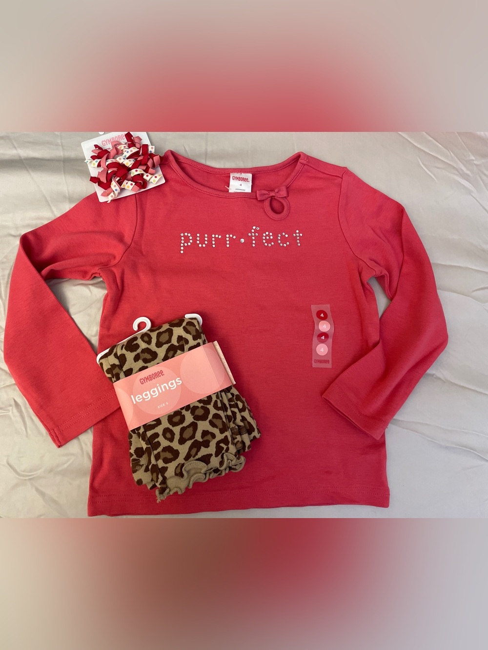 Gymboree Coral Pink 'Purr-fect' Long Sleeve Top & Le